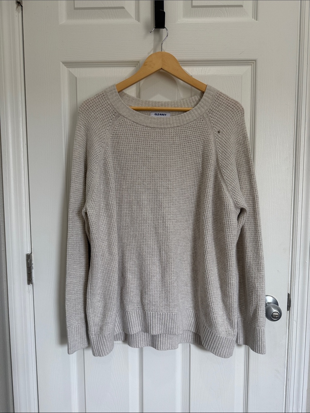 Old Navy Cream Waffle-Knit Crewneck Sweater